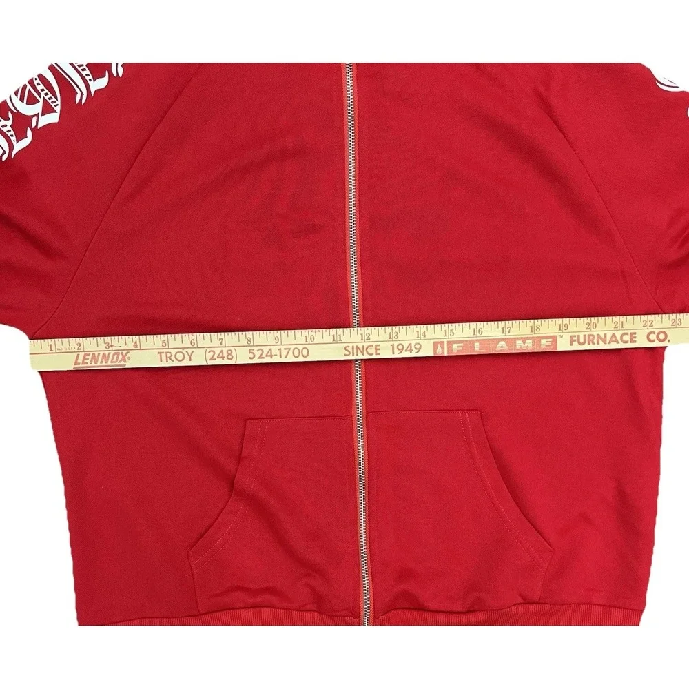 SHEIN EMRG EMRG Jacket Full Zip Hoodie Size L  Graphic Fight Hard Red  White - Picture 7 of 9